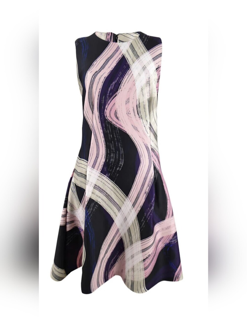 DKNY Fit & Flare Black, Purple, Pink & Cream Swirl Fit-and-Flare Dress